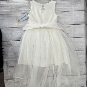 Cat & Jack High-Low Sleeveless Lace and Toole Dress in Off White Size XS